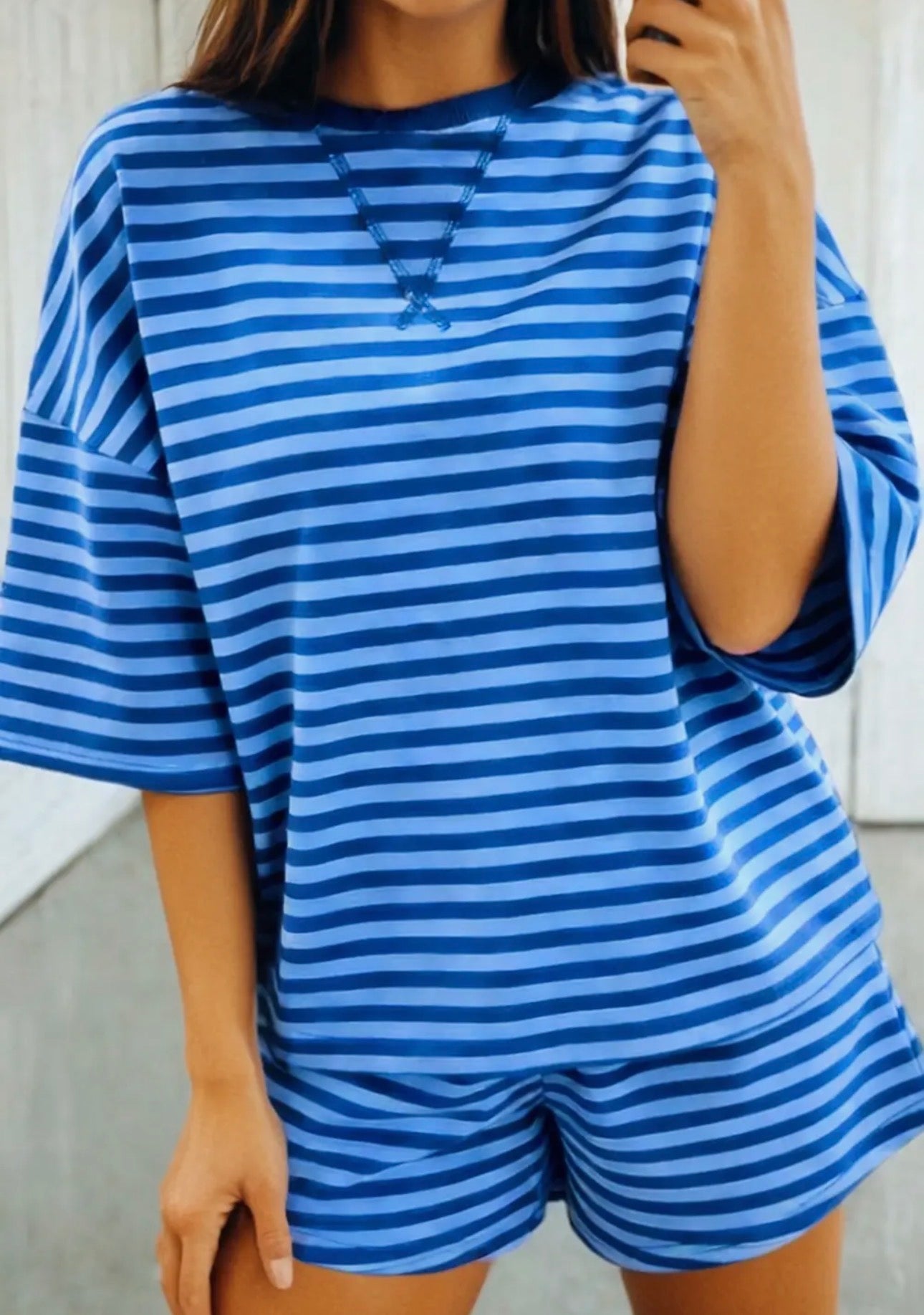 Stripe casual short set