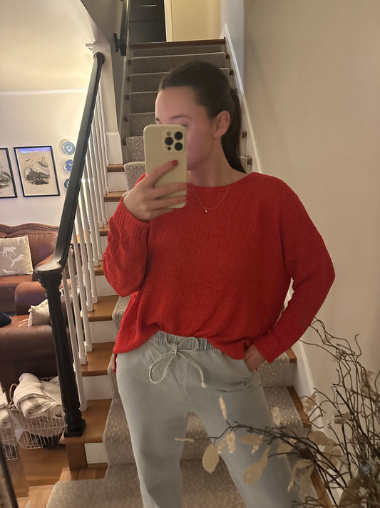 Red oversized sweater