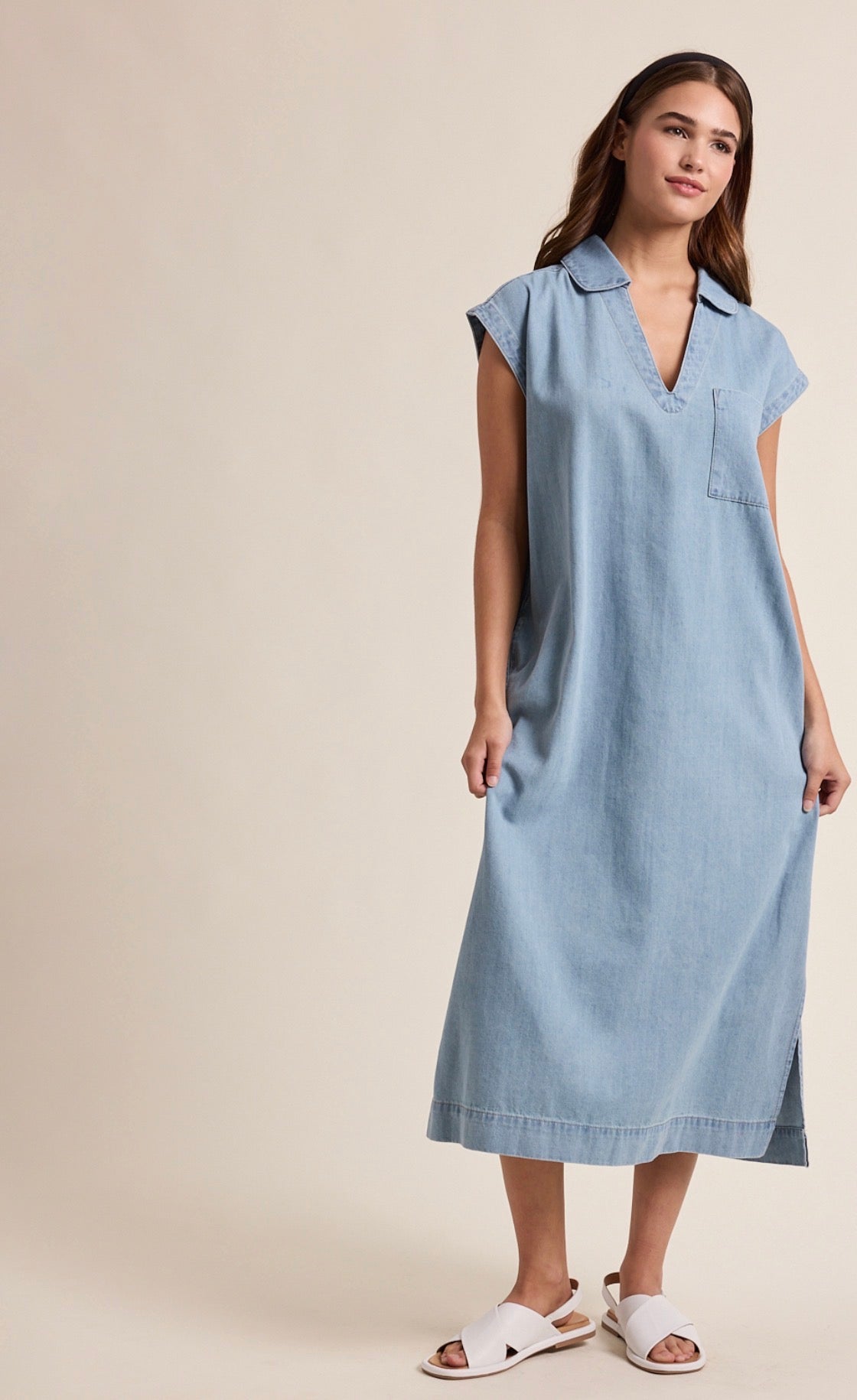Denim midi dress