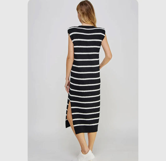 Side stripe midi dress