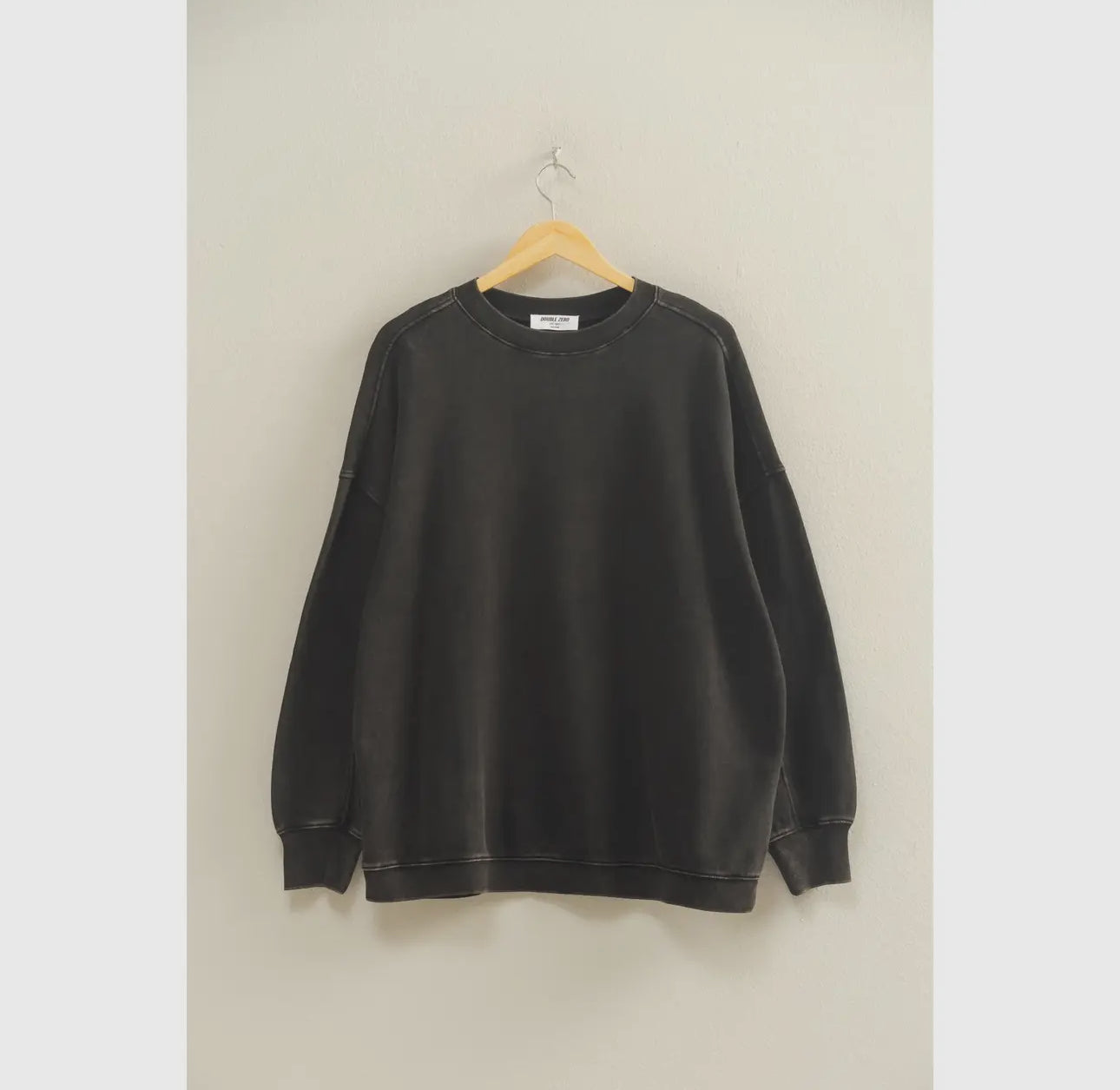 Black mineral wash crewneck