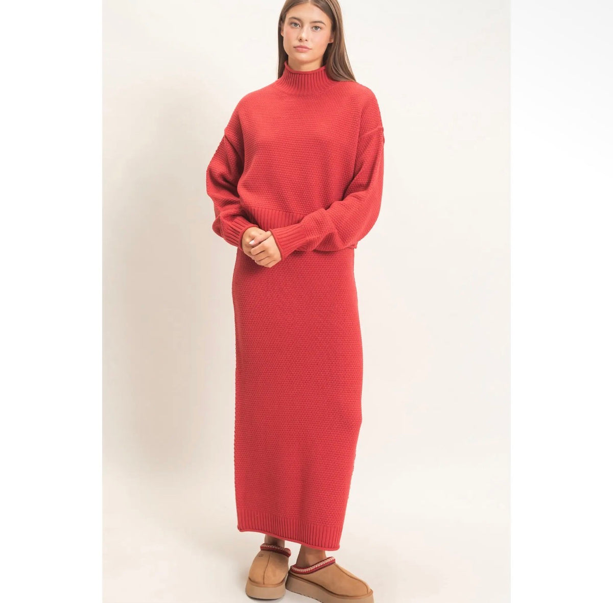 Rust sweater maxi skirt set
