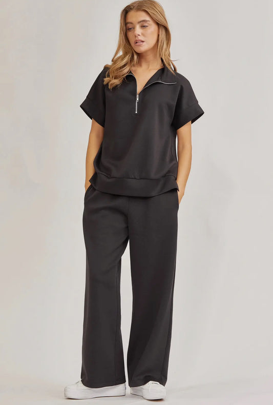 Black short sleeve lounge set