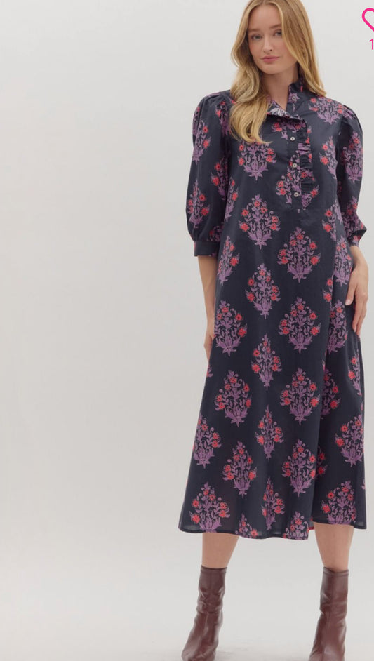 Navy floral maxi