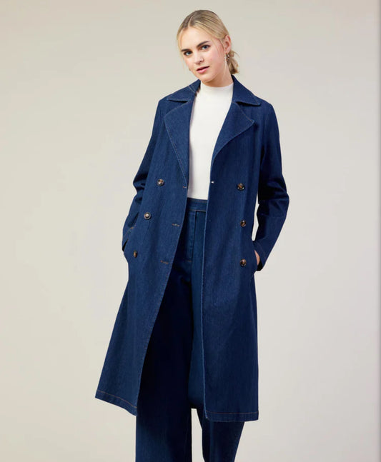 Denim trench coat