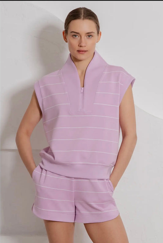 Purple stripe short set