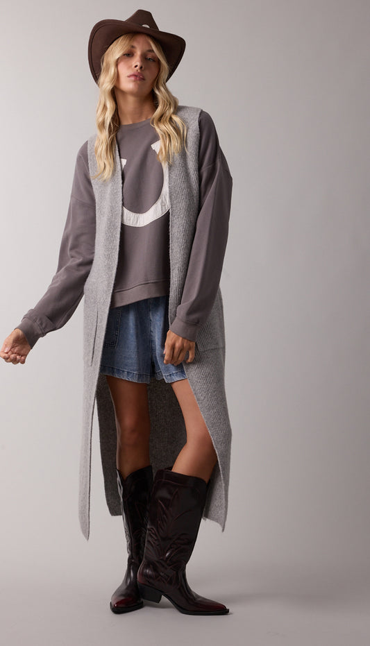 Long sweater vest cardigan