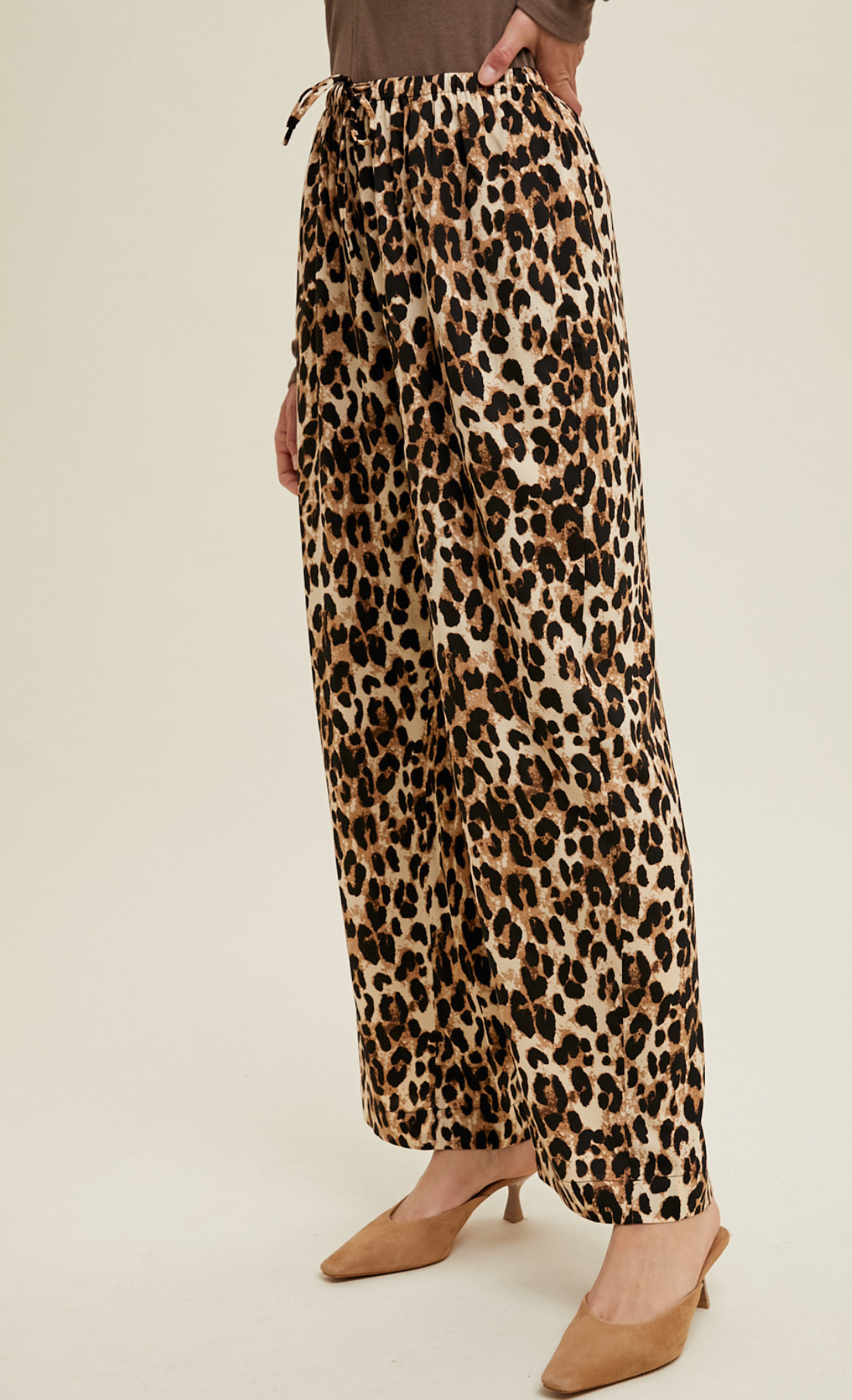 Leopard satin pants