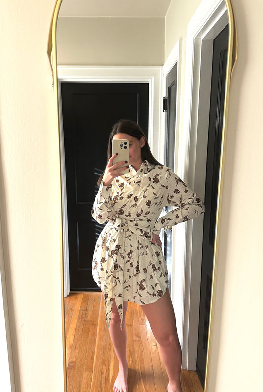 Autumn floral shirt dress