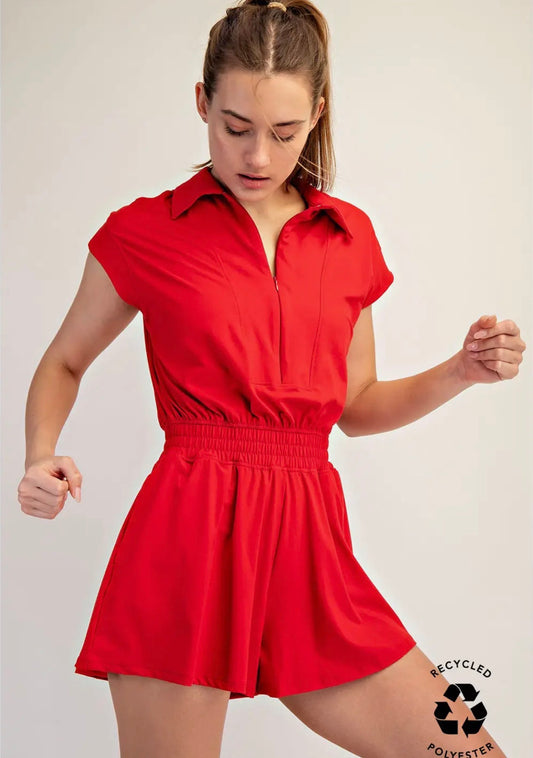 Red active romper