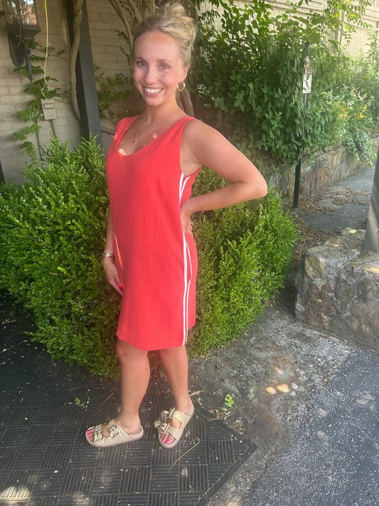 Papaya side stripe dress