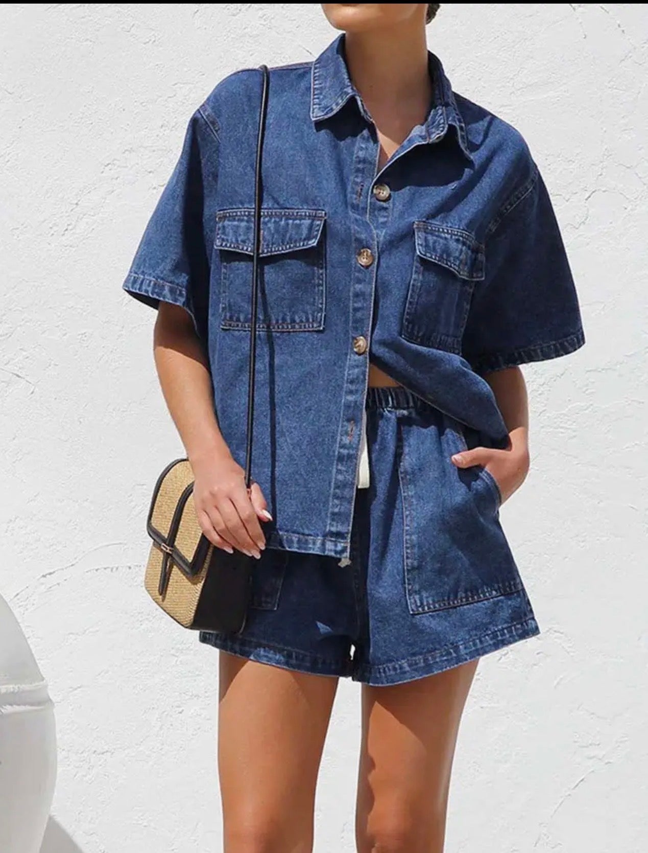 Denim short set