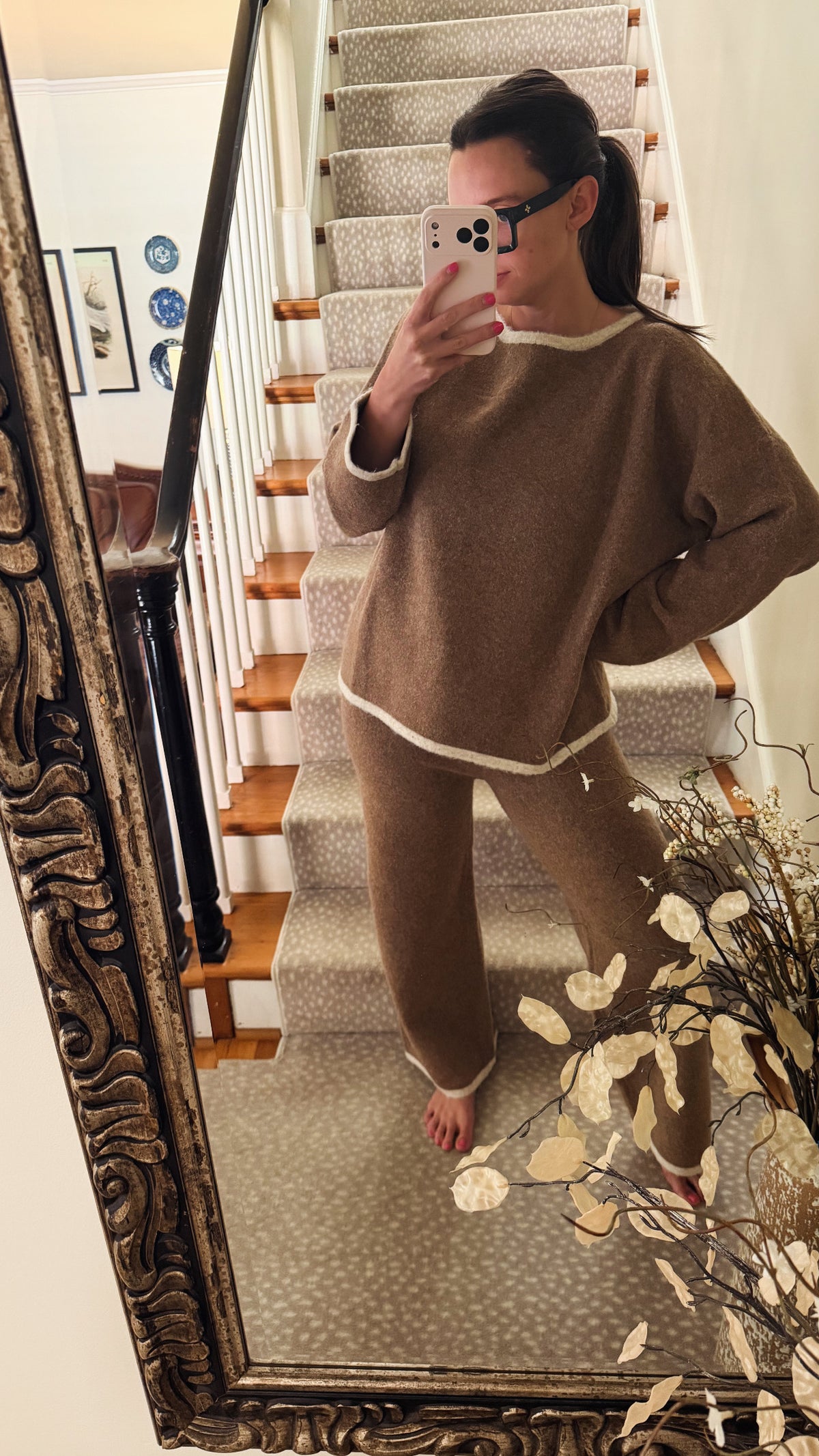 Fuzzy mocha trim set