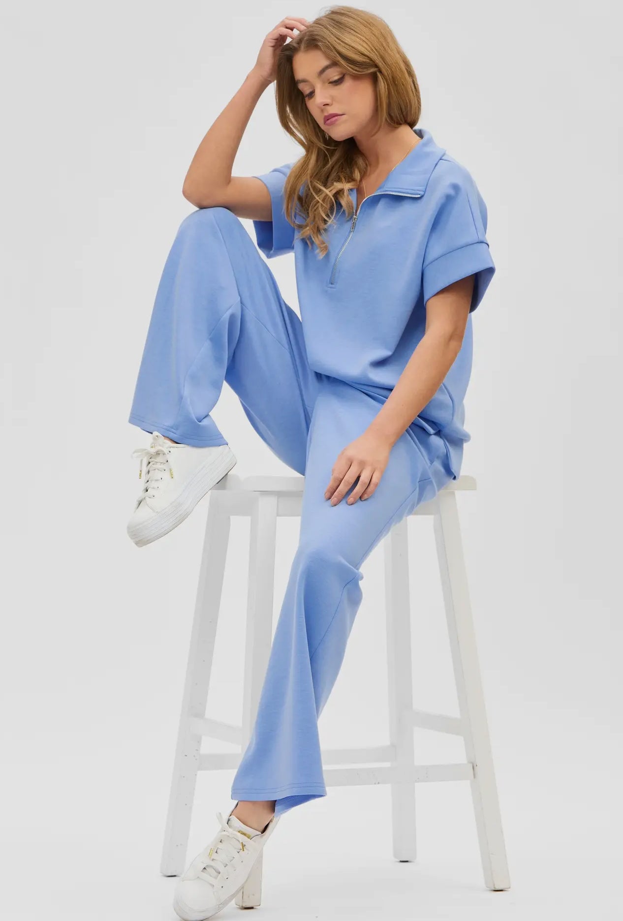 Sky blue short sleeve lounge set