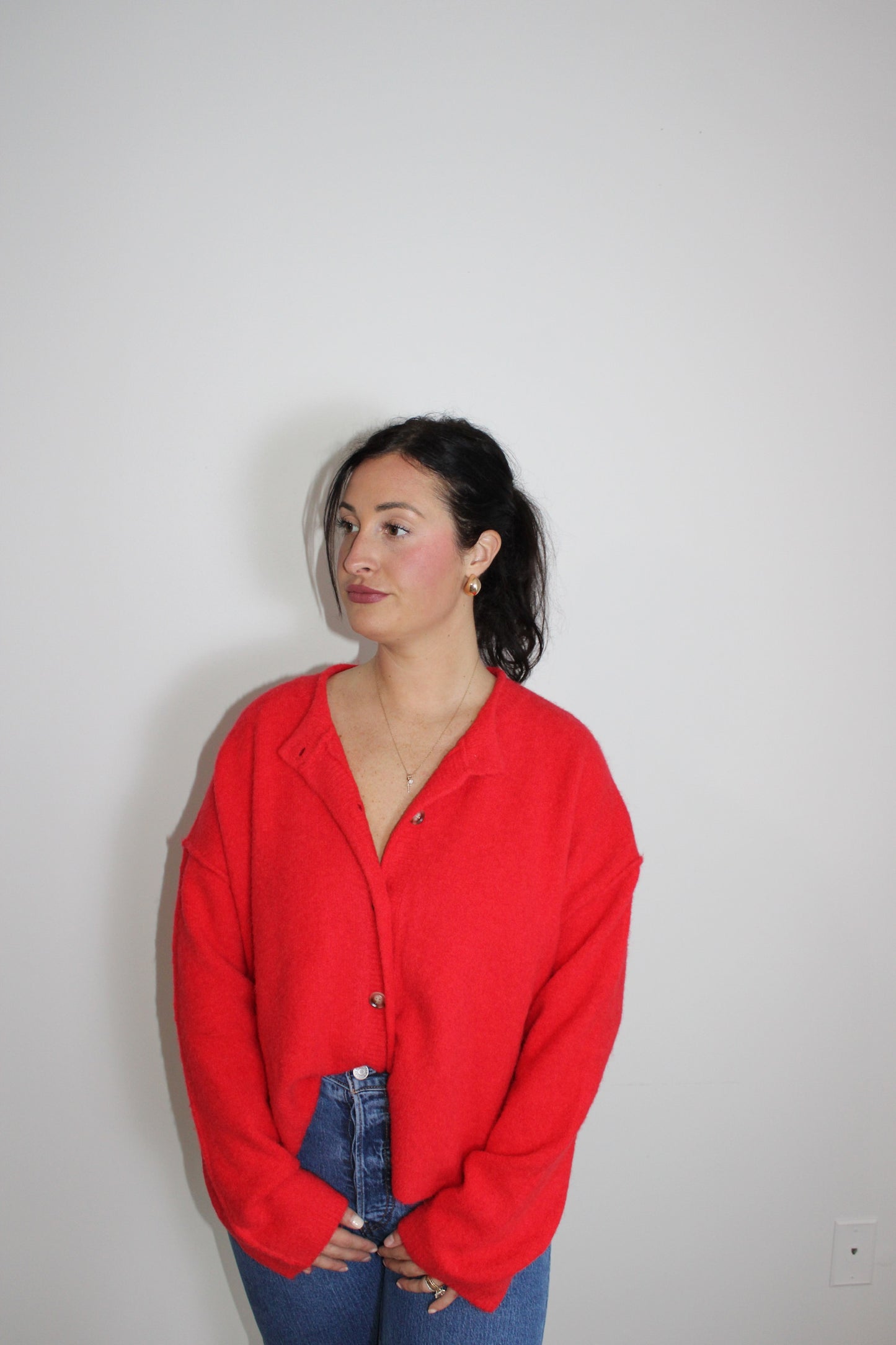 Red poppy cardigan