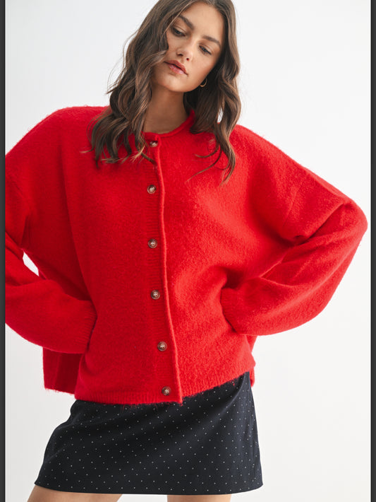 Red poppy cardigan