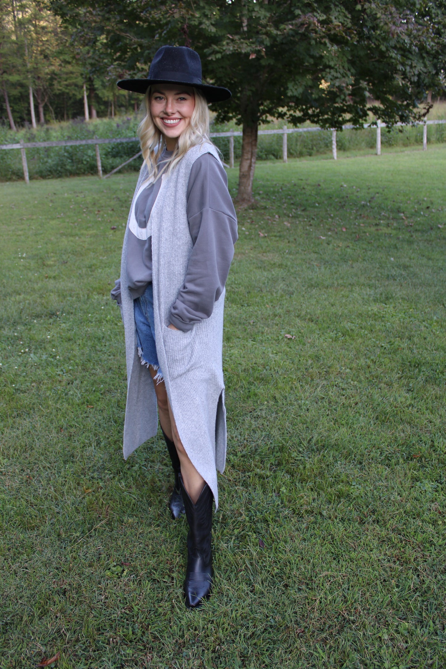 Long sweater vest cardigan
