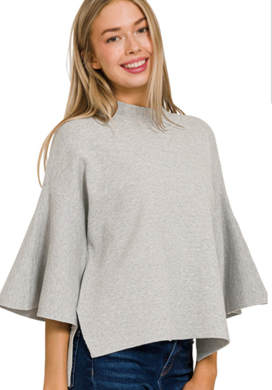 Grey bell sleeve sweater