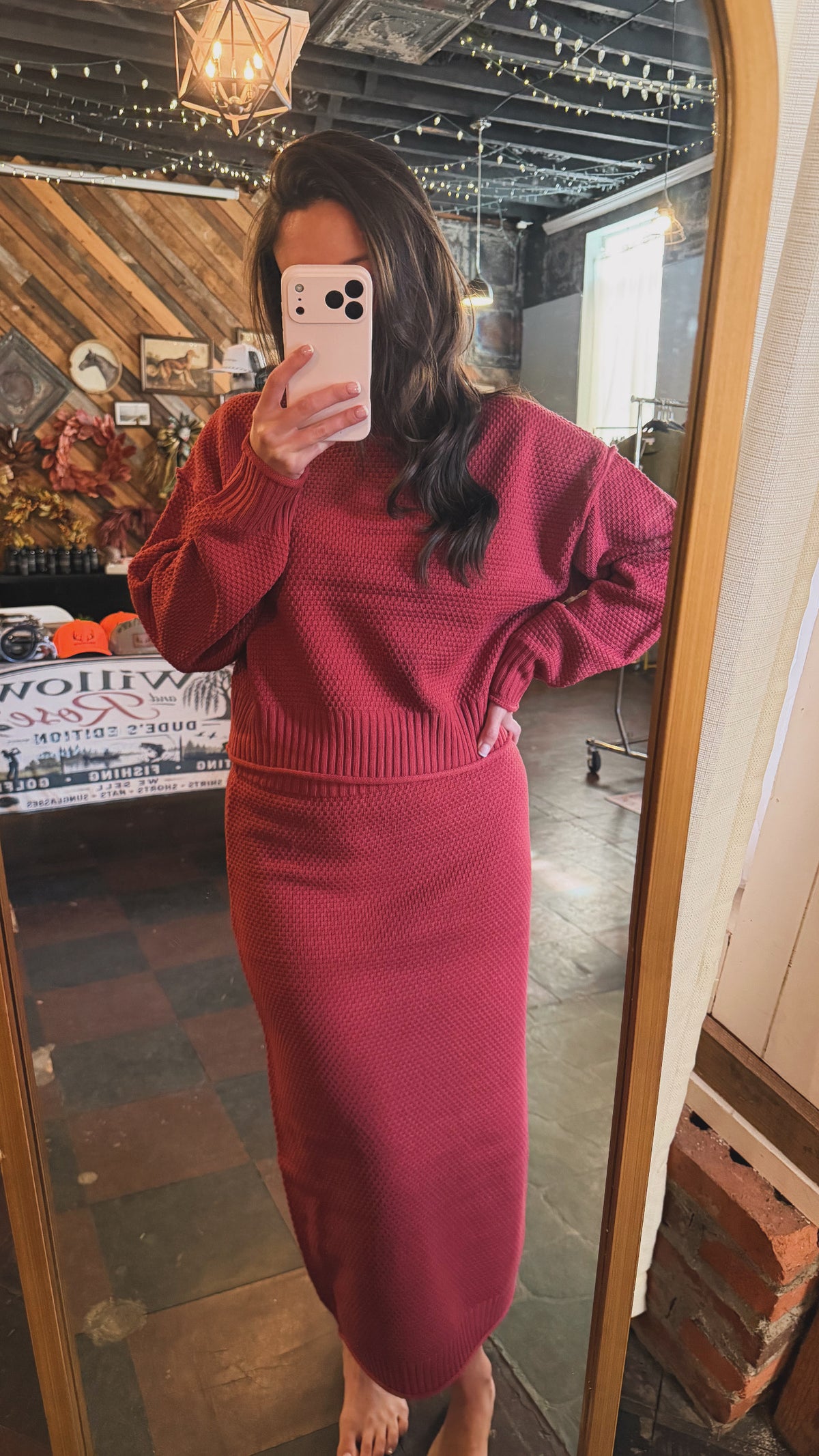 Rust sweater maxi skirt set